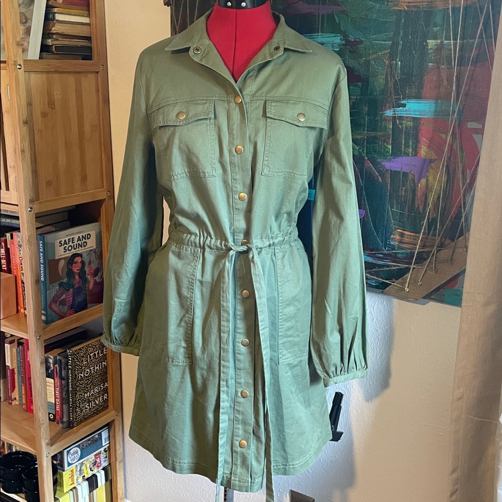 LOFT Olive Green Shirt Dress